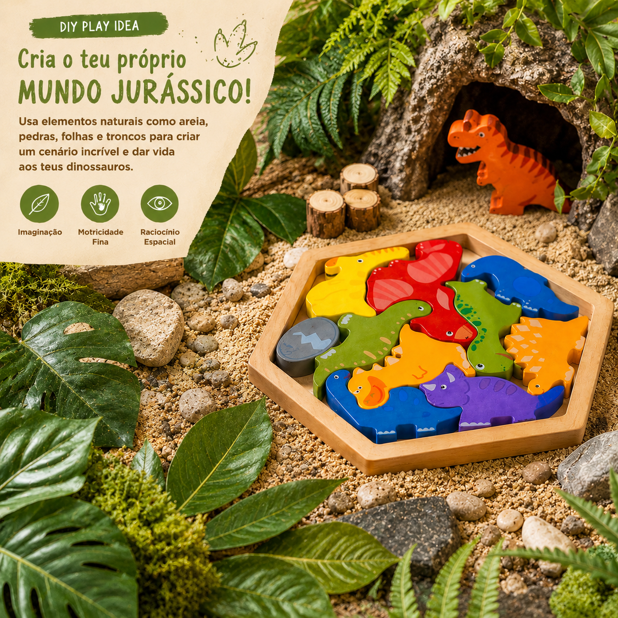 Hexagonal Puzzle - Dinos